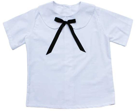 Blusa Blanca Moño Negro Secundaria
