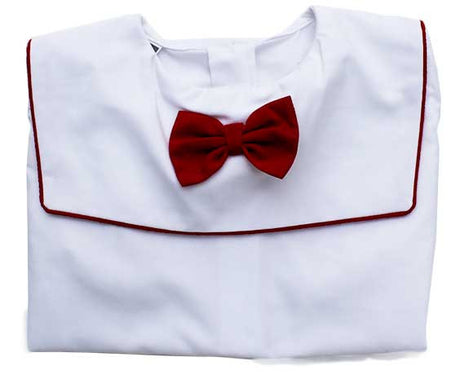 Blusa Blanca Moño Rojo Primaria