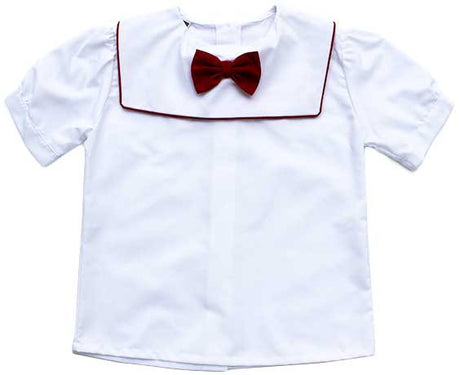 Blusa Blanca Moño Rojo Primaria